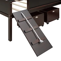 Streamdale Twin Loft Bed Wood With Two Storage Boxes