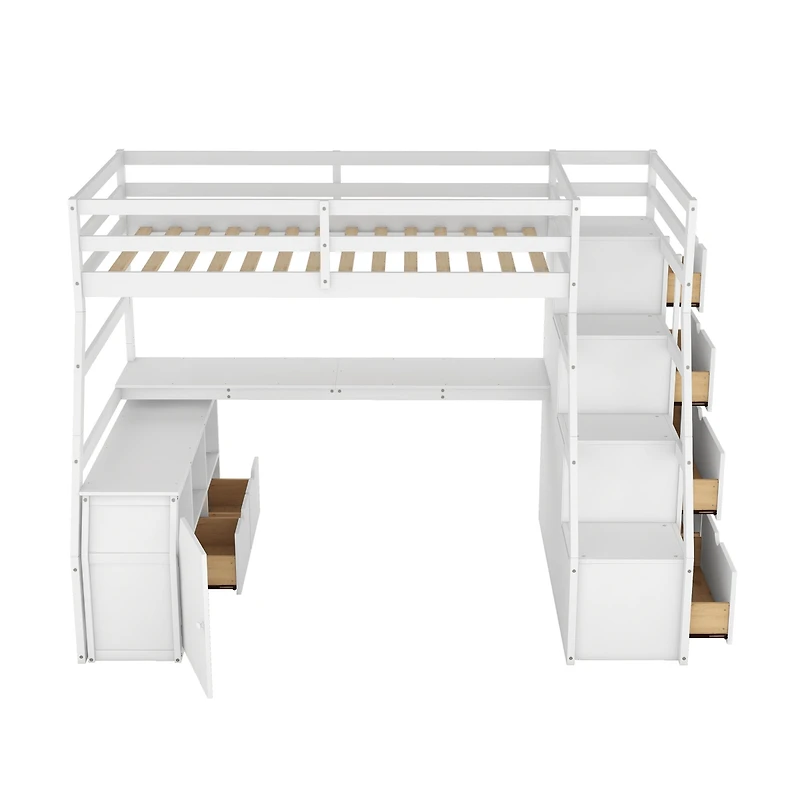 Streamdale Twin Loft Bed With 7 Drawers 2 Shelves And Desk