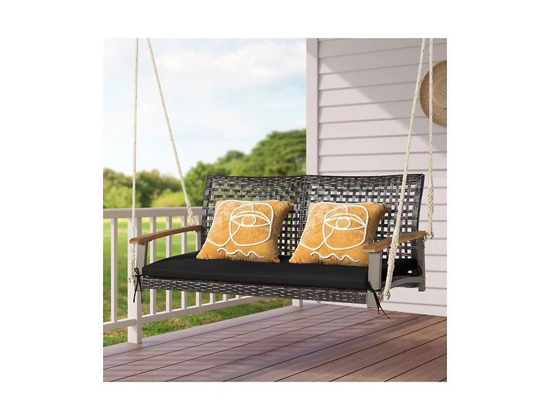 Slickblue 2-Person Rattan Hanging Porch Swing Chair