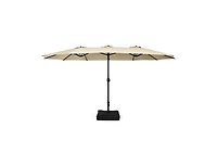 15 Feet Double-Sided Twin Patio Umbrella with Crank and Base