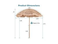 Slickblue 7.2 Feet Patio Thatched Tiki Umbrella Hawaiian Hula Beach Umbrella