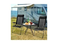 Slickblue 2 Pcs Portable Patio Folding Dining Chairs with Headrest Adjust for Camping -Black