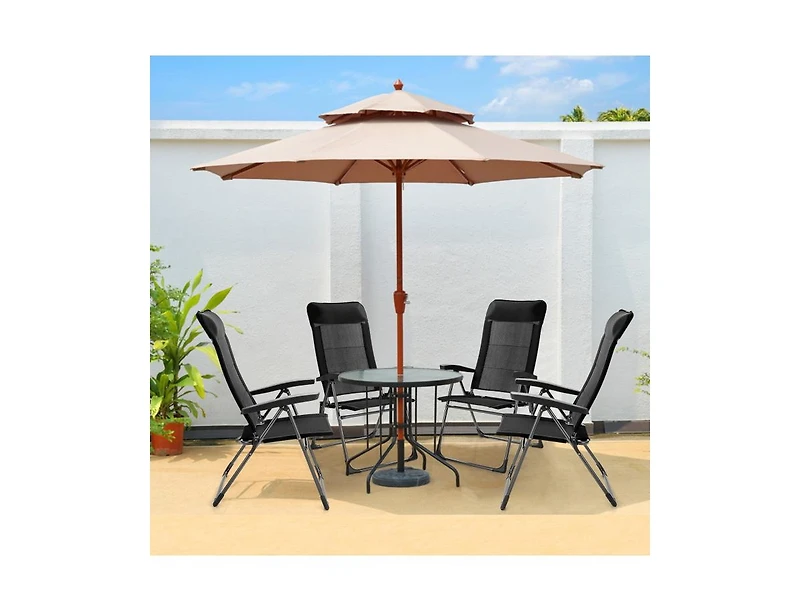 Slickblue 2 Pcs Portable Patio Folding Dining Chairs with Headrest Adjust for Camping -Black