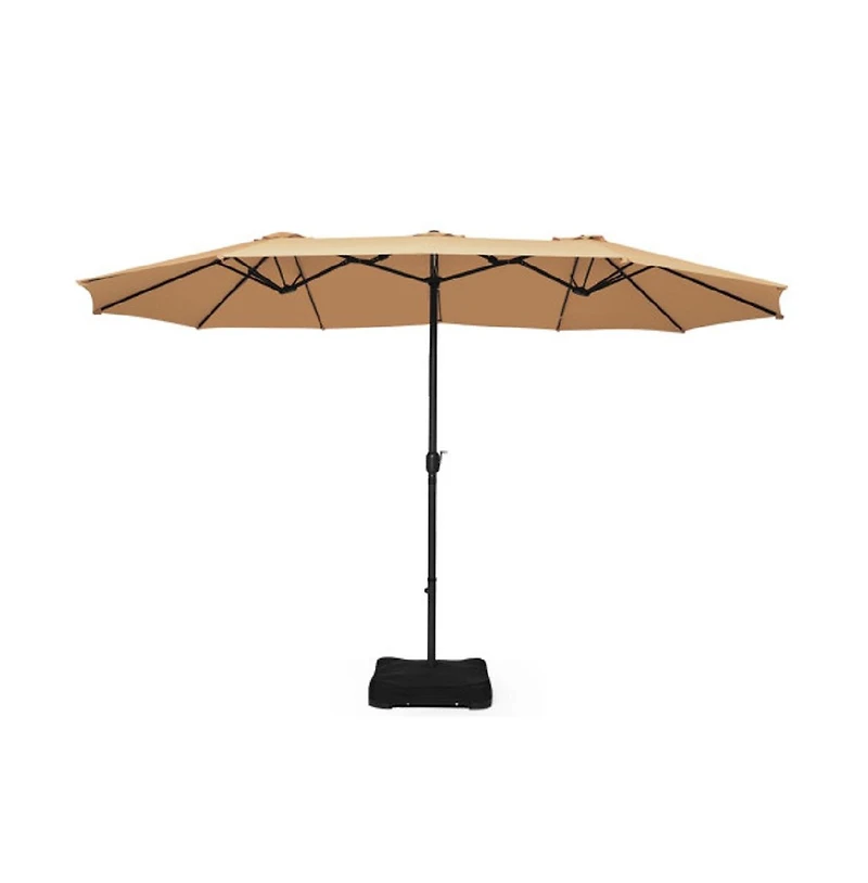 Slickblue 15 ft Extra Large Patio Double Sided Umbrella with Crank and Base