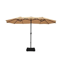 Slickblue 15 ft Extra Large Patio Double Sided Umbrella with Crank and Base