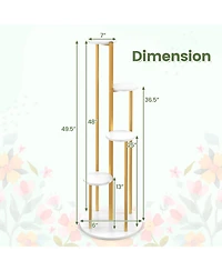 Slickblue Indoor Metal Plant Stand Corner Plant Shelf for Potted Plant with Golden Metal Frame-White