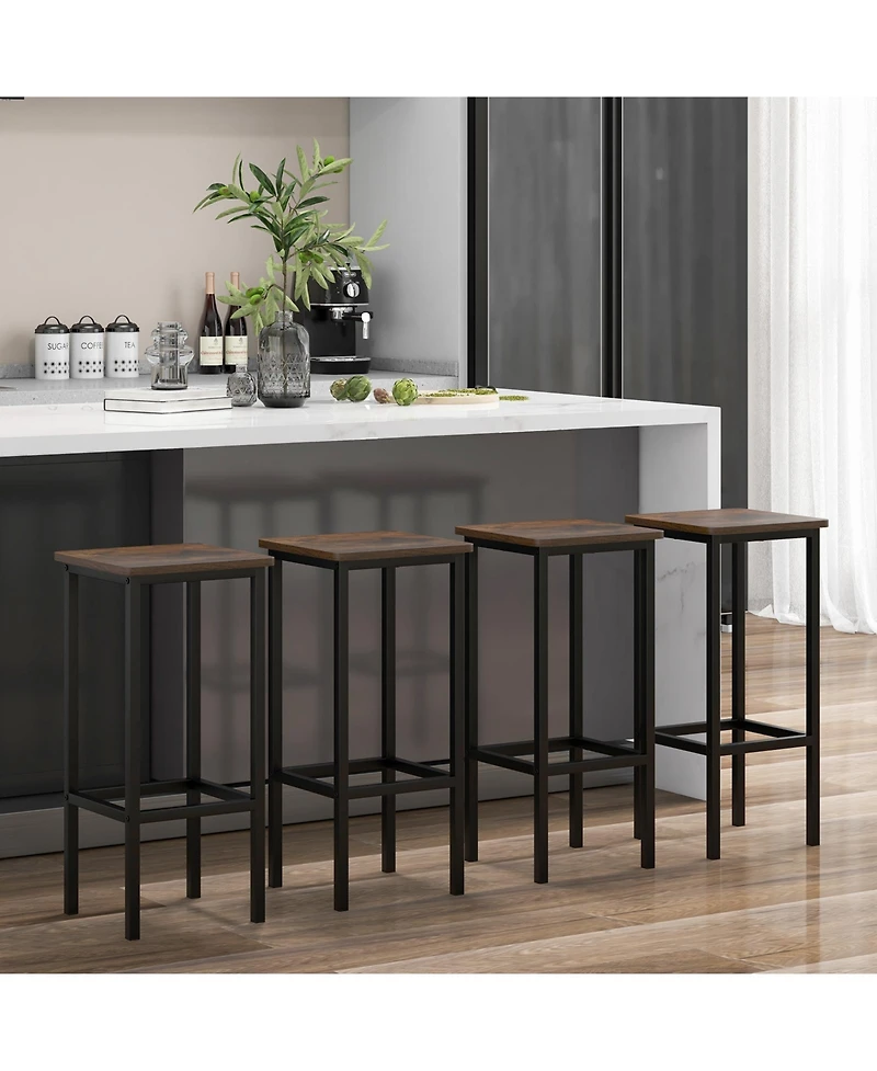 Slickblue Set of 4 Bar Stool 26" Chair with Metal Legs and Footrest