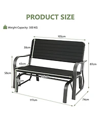 Slickblue 2-Seat Porch Glider with Hdpe Back Seat and Steel Frame