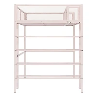 Streamdale Twin Metal Loft Bed With 4Tier Shelves And Storage, White