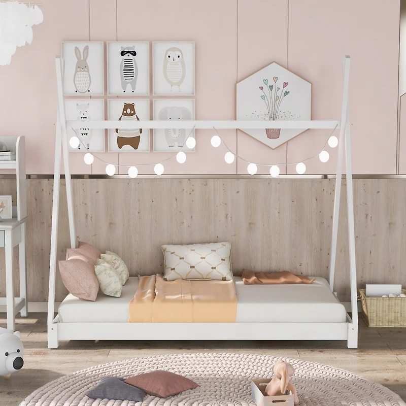 Streamdale Twin House Platform Bed With Triangle Structure