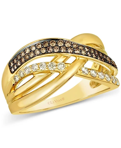Le Vian Chocolate Diamond & Nude Diamond Crossover Ring (1/3 ct. t.w.) in 14k Gold