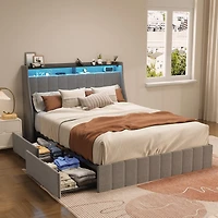 Simplie Fun Led Queen Bed Frame with Storage Drawers