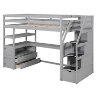 Streamdale Loft Bed with Desk, Drawers, Shelves & Staircase