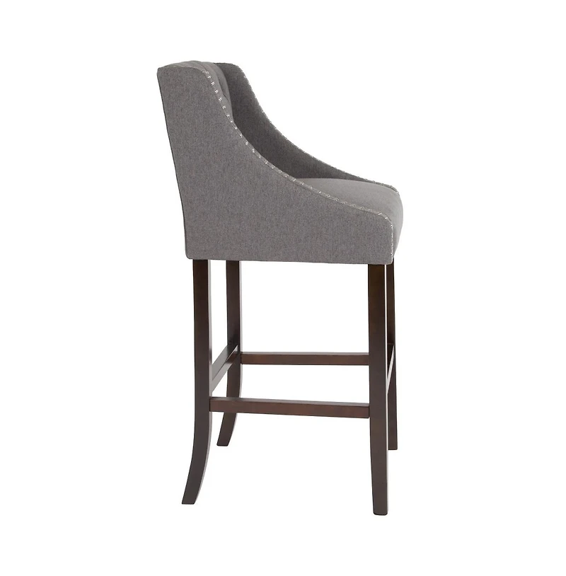 Hadleigh Upholstered Barstool 30" High Transitional Tufted Barstool With Accent Nail Trim