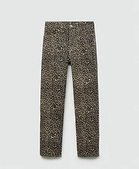 Mango Women's Leopard-Print Straight Jeans