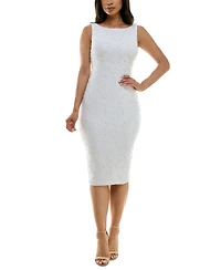 Juniors' Scoop-Neck Imitation Pearl-Trim Sequin Bodycon Dress