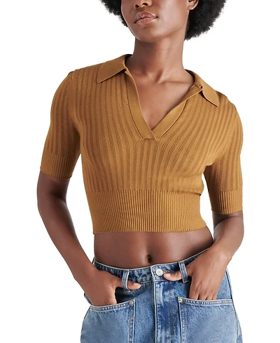 Steve Madden Women's Charlise Cropped Polo Sweater