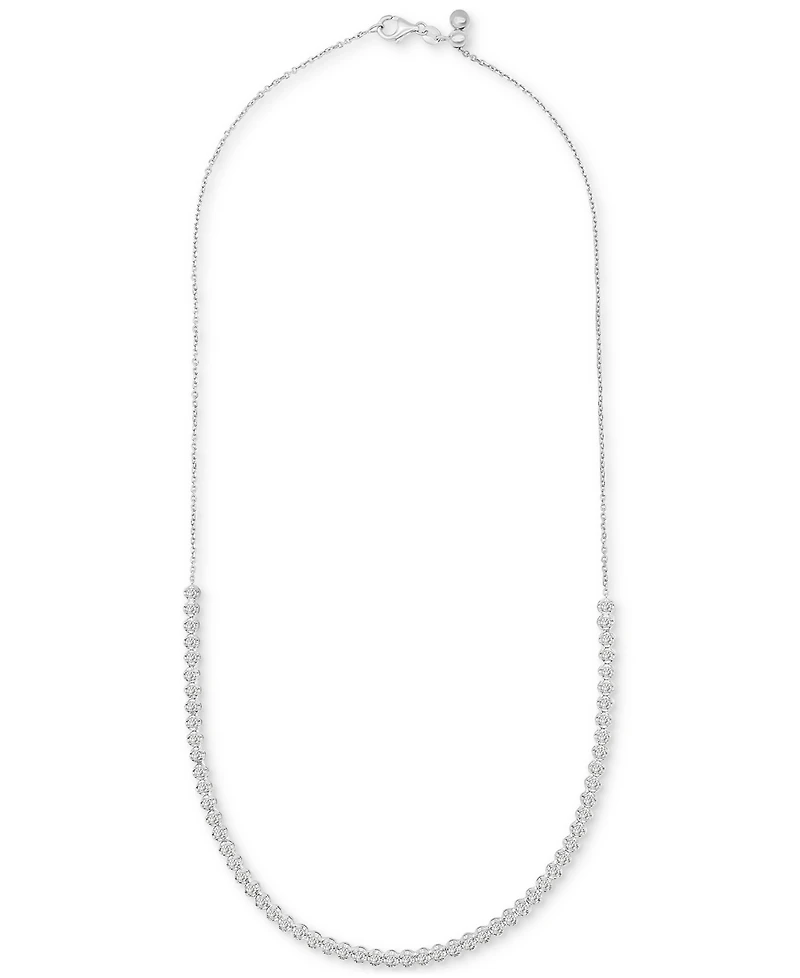Diamond Bezel Adjustable 17" Tennis Necklace (2 ct. t.w.) 14k White Gold or Yellow Gold, Created for Macy's