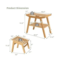 Slickblue Wicker Shower Seat Bench with Underneath Storage Shelf-Natural