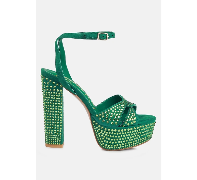 bellini heat-set diamante high block heel sandals