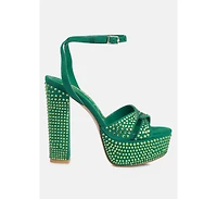 bellini heat-set diamante high block heel sandals