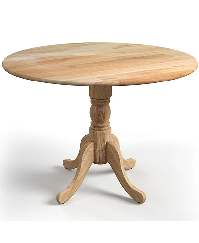 Round Wooden Dining Table with Curved Trestle Legs for Kitchen or Room