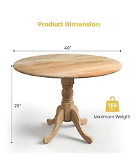 Round Wooden Dining Table with Curved Trestle Legs for Kitchen or Room