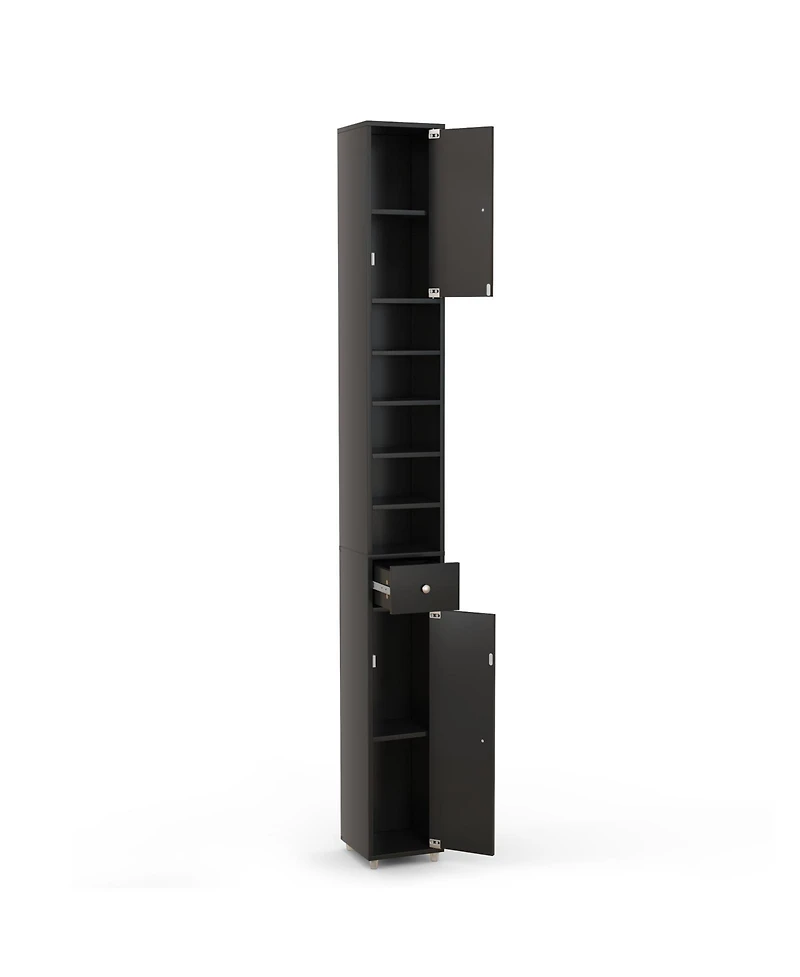 Freestanding Slim Bathroom Cabinet with Drawer and Adjustable Shelves