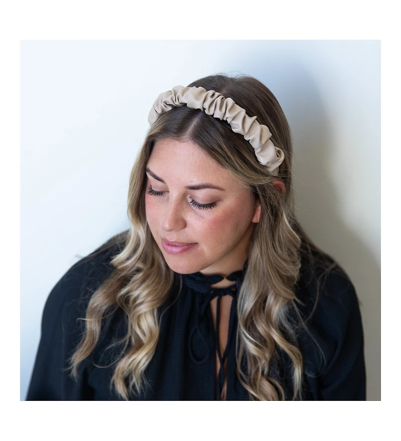 Scrunch Headband - Faux Leather Beige
