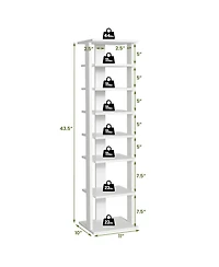 Slickblue 7-Tier Slim Wooden Vertical Shoe Rack for Entryway-White