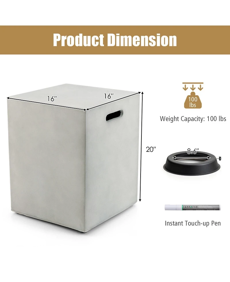 Slickblue Propane Tank Cover Hideaway Table for Standard 20 Pounds Propane Tank-Grey