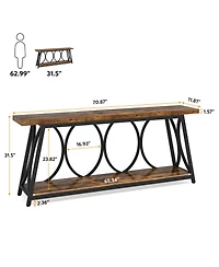 Tribesigns 70.9 inch Extra Long Console Table, Industrial Sofa Table Behind Couch with 2 Tier Storage Shelf, Narrow Entryway Hallway Accent