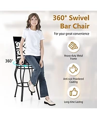 Set of 2 30 Inch Bar Stool with Backrest and Footrest