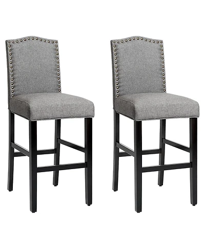 Set of 2 Counter Height Dining Side Barstools with Thick Cushion