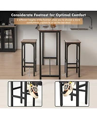 2 Pieces 28 Inch Dining Bar Chair Set with Footrest and Adjustable Pads