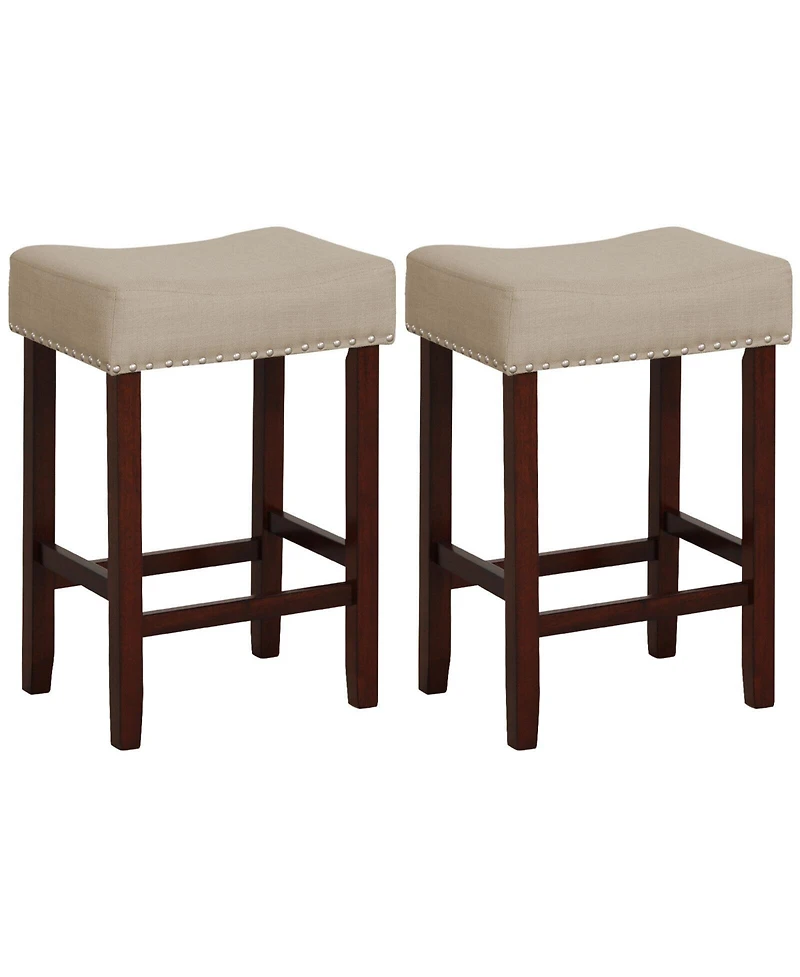Set of 2 24 Inch Bar Stool with Curved Seat Cushions