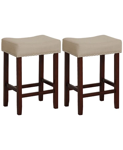 Set of 2 24 Inch Bar Stool with Curved Seat Cushions