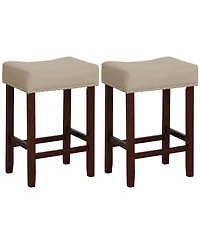 Set of 2 24 Inch Bar Stool with Curved Seat Cushions