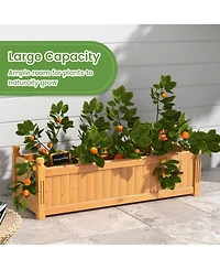 Wooden Rectangular Garden Bed with Drainage System