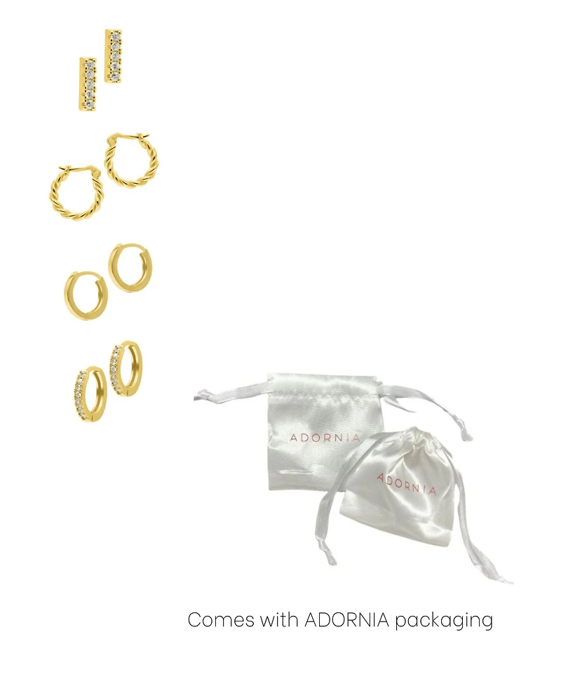 Adornia Gold Set of 4 Mixed Earrings