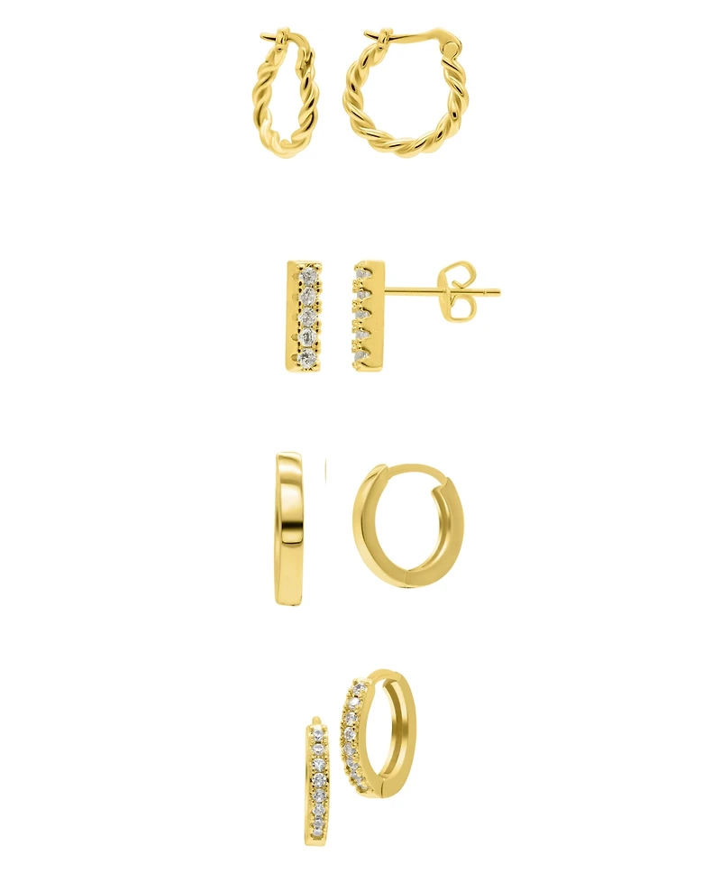 Adornia Gold Set of 4 Mixed Earrings