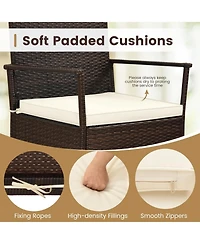 Sugift 3 Piece Patio Rocking Set Wicker Rocking Chairs with 2-Tier Coffee Table