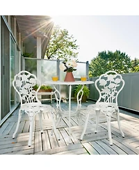 Slickblue Outdoor Cast Aluminum Patio Furniture Set with Rose Design