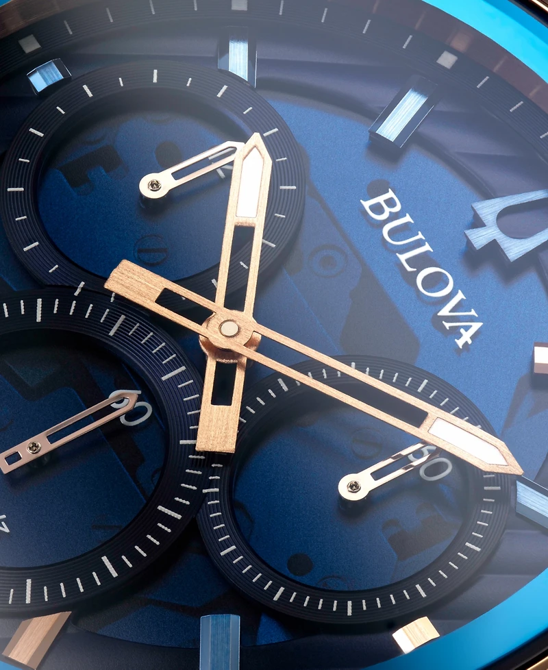 Bulova Men's Chronograph Marc Anthony Curv Blue Epdm Rubber Strap Watch 44mm