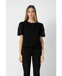 endless rose Women's Textured Puff Sleeve Top