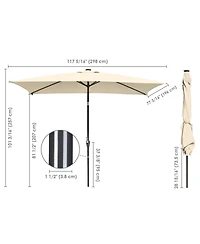 4Pcs 10x6.5' Rectangle Aluminum Solar Outdoor Crank Tilt Patio Umbrella w/ 20 LEDs Garden