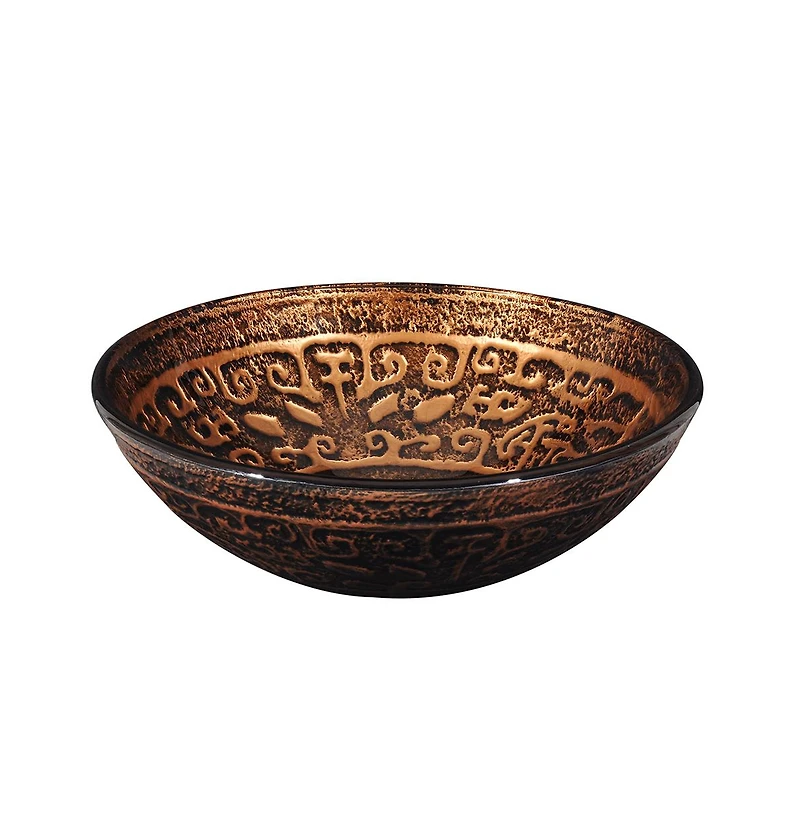 Tempered Glass Round Vessel Sink Antique Totem Above Counter Bathroom Vanity Bowl Basin