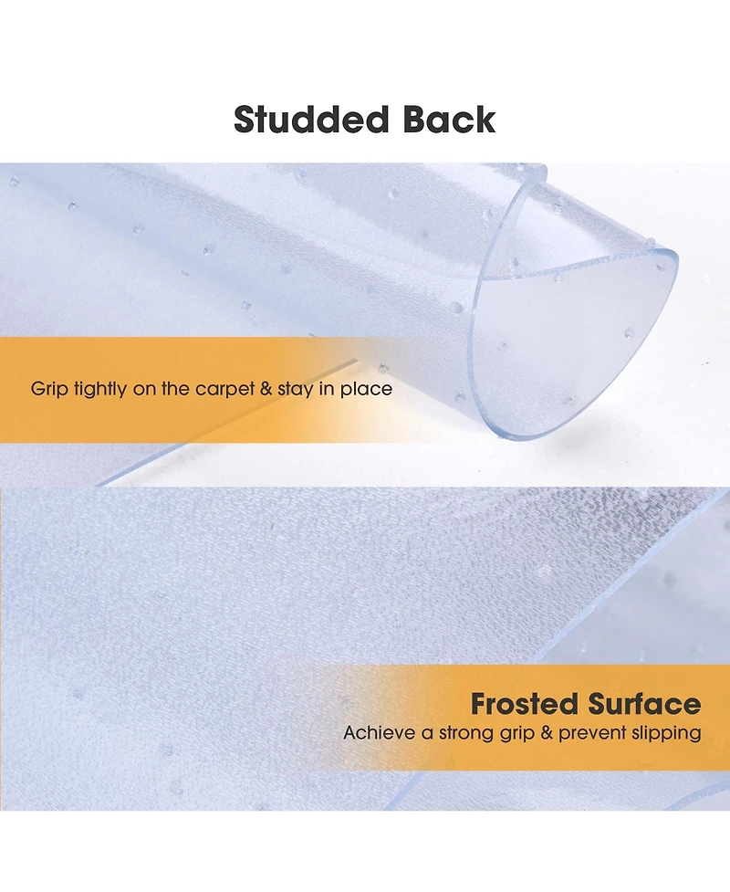 Yescom Clear Office Chair Mat for Low Pile Carpet 48" x 36" Thicken 1/8" with Lip Plastic Floor Protector Home Studio