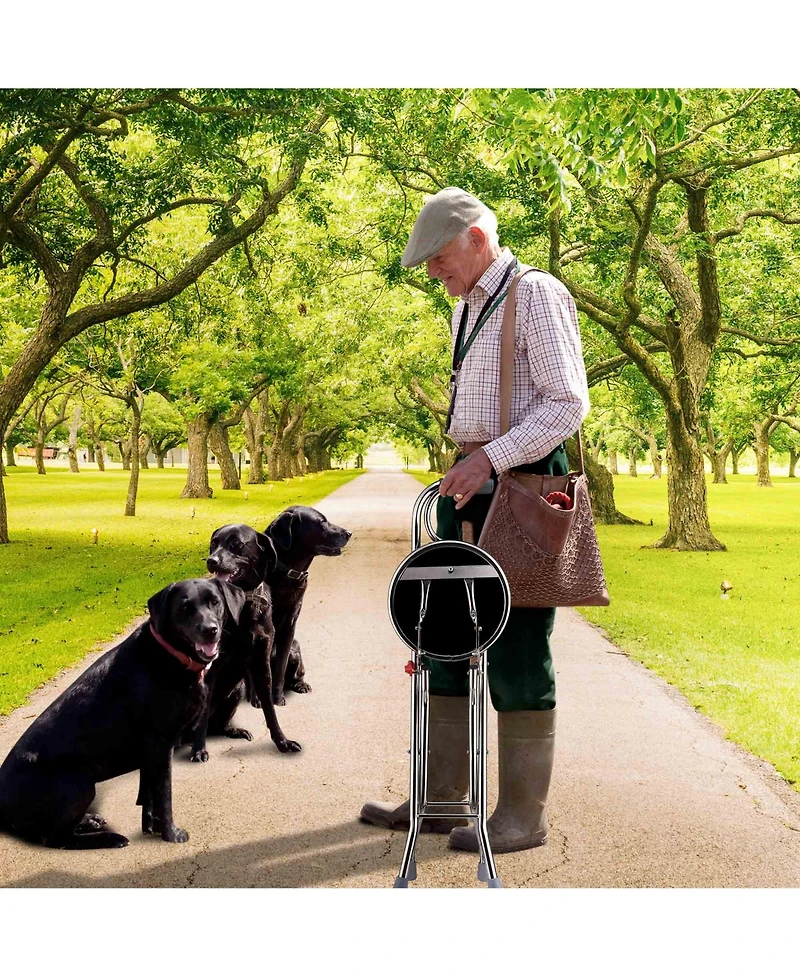 Medical Folding Walking Stick Seat Four Legged Portable Travel Hiking Cane Chair Stool