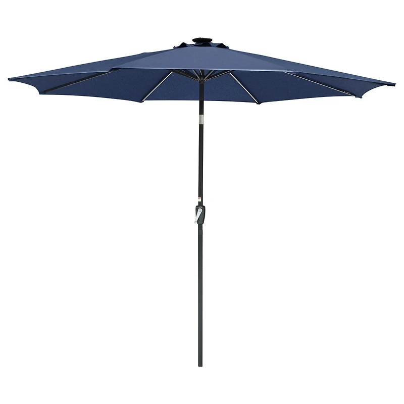9ft Solar Led Patio Umbrella Outdoor Parasol Backyard Sunshade Tilt with Crank